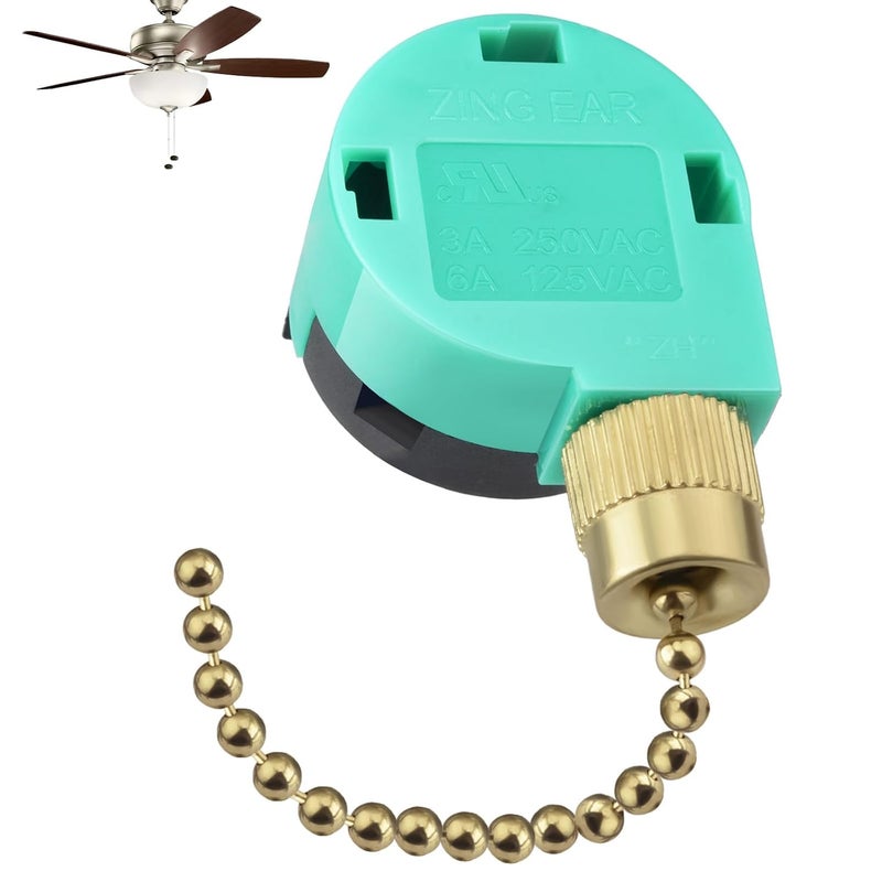 BFXM Ceiling Fan Switch ZE-268S6 3 Speed 4 Wire, Switch Control Replacement for Ceiling Fans, Hampton Bay Fans, Hunter Fans, and Standing Fans, Wall Lamps (Gold) - Image 1